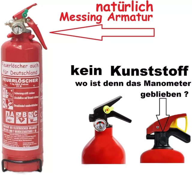 Paket] Feuerlöscher 1kg ABC Pulver, Autofeuerlöscher, DIN EN 3, inkl.  KFZ/Auto/Boot-Halterung & ANDRIS® Prüfnachweis