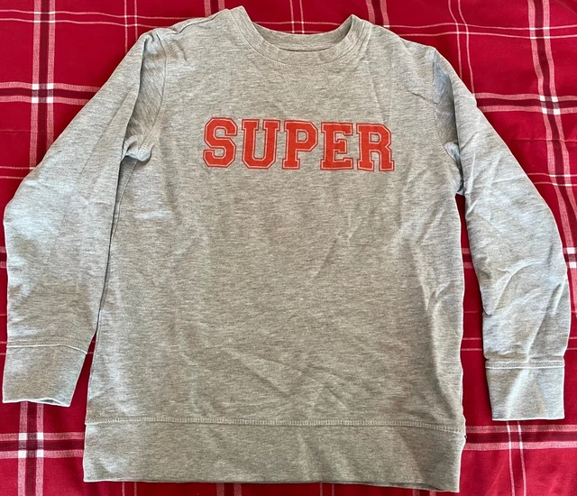 Vintage Boy’s Sweatshirt Size L 10/12 Basic Editions Gray Orange "SUPER"