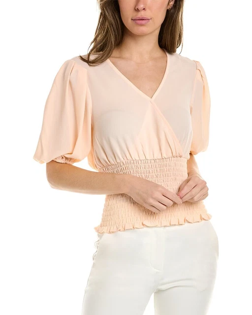 1.State Smocked Waist Top Women's Orange S