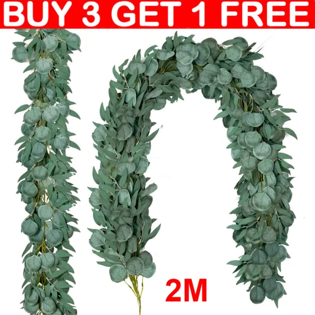 200CM Artificial Eucalyptus Garland Hanging Flower Rattan Wedding Home Decors UK