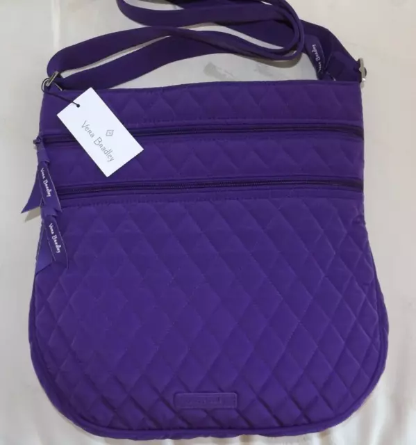 VERA BRADLEY Trio Triple Zip Hipster Crossbody Elderberry Purple Microfiber NWT