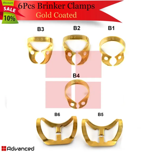6Pc Endo Rubber Dam Brinker Clamps Tissue Premolar Restorative Molar Instruments