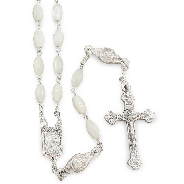 Rosary Our Lady of Lourdes Oval Mother of Pearl Beads
