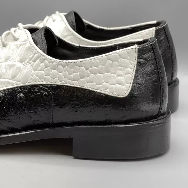 STACY ADAMS MEN'S 7 Shoes Black White Leather Ostrich Croc Print Russo ...