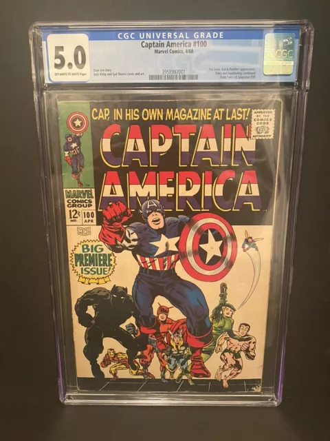 Captain America #100 Marvel 1968 CGC 5.0 1st issue In Series Black Panther App