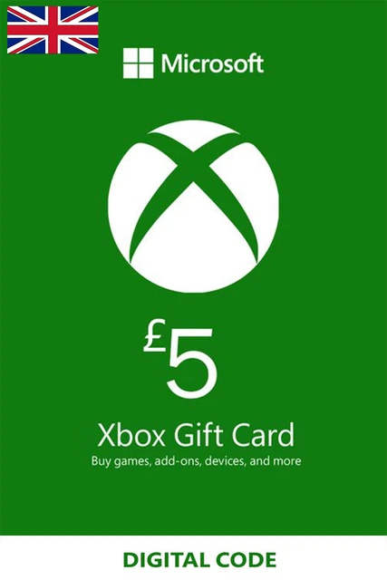 £5 Pound Xbox Live Card - 5 GBP Guthaben MS Xbox Live Digital Code - Für UK