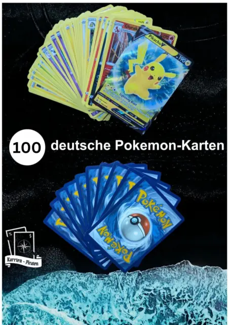 100 verschiedene Pokemon Karten inklusive 5 Holo Karten Deutsch (keine doppelt)