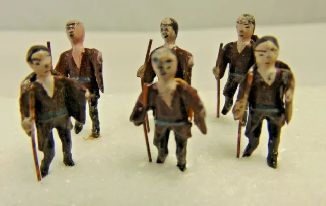 6 Vintage Miniature Metal Figurine Made In Japan Bonsai Terrarium 1"