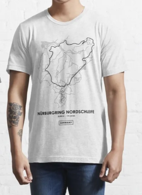 Nurburgring Nordschleife Track Map T shirt - Racing %100 Premium Cotton