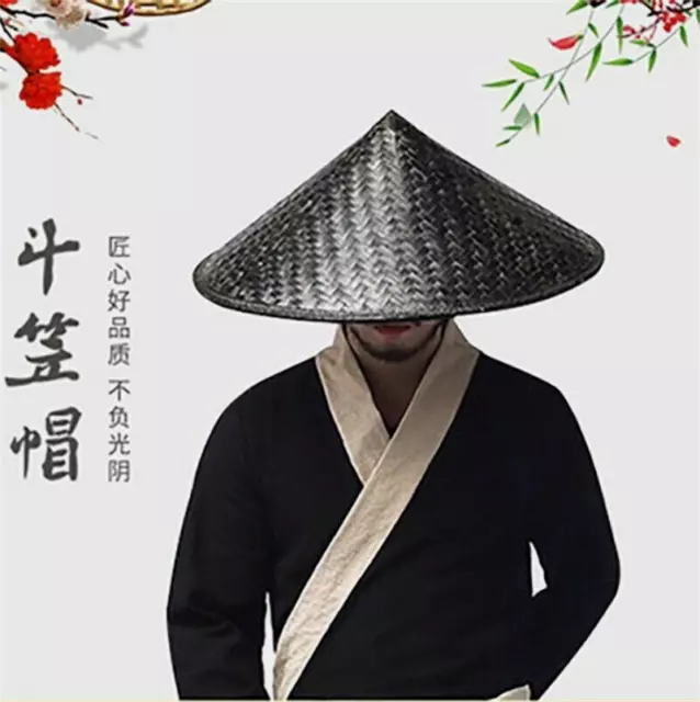 Chinese Costume Conical Rice Farmer Sun Hat Japanese Asian Halloween Hat Props