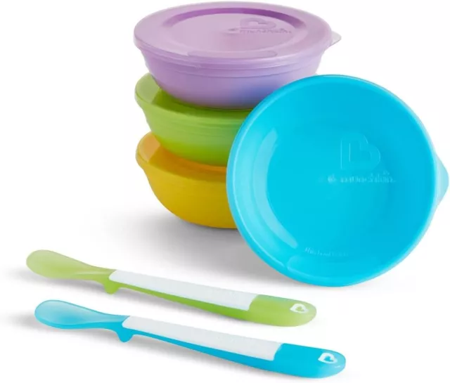 Munchkin Love A Bowls Toddler & Baby Bowls with Lids, Bright Plastic Baby Feedin