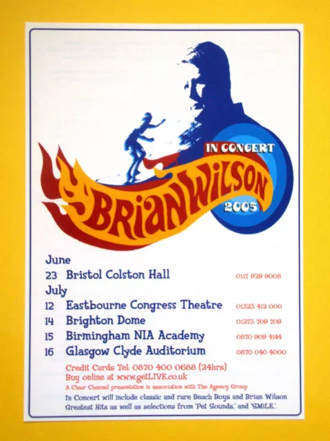 'Brian Wilson In Concert 2005' UK A5 tour flyer - MINT cond. ideal for framing!