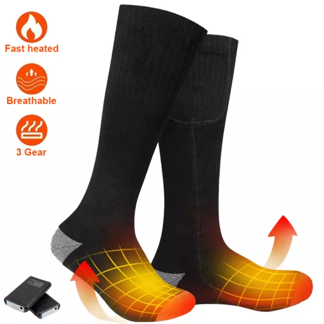 Electric Heated Socks Foot Winter Warmer Rechargeable Battery Power Women & Men
