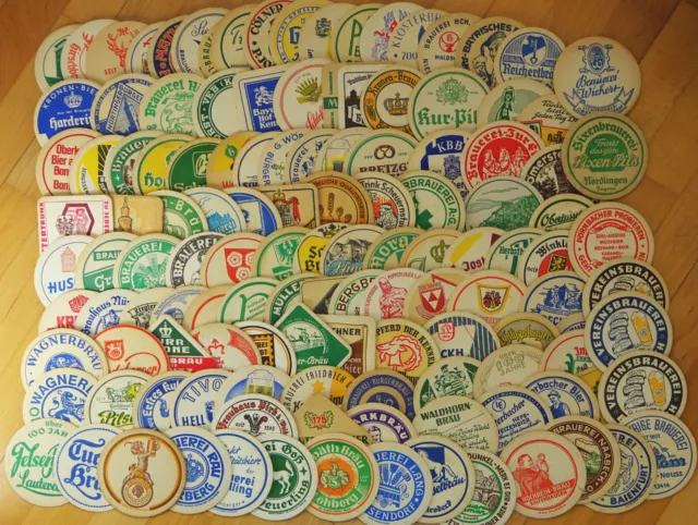 Kiste mit alten Bierdeckeln aus Deutschland, ca. ab 50er Jahre