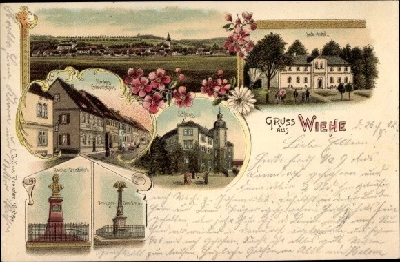 Litho Roßleben Wiehe im Kyffhäuserkreis, Badeanstalt, Schloss,... - 2952038