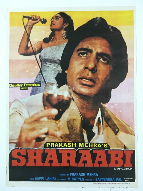 1984 BOLLYWOOD POSTER SHARAABI Amitabh Bachchan Jaya Prada 30in X 40i 1984-bollywood-poster-sharaabi-amitabh-bachchan-jaya-prada-30in-x-40i
