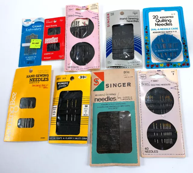 VTG Hand Embroidery Sewing Needles Lot Talon Clinton Sears Singer Art