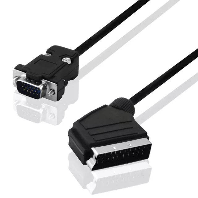 5m Kabel Adapter 1 Scart auf 1 15pol S-VGA Monitor Stecker cable adaptor plug