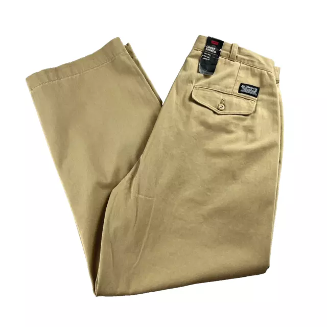 Levi's Loose Chinos Pants Men 34x31 Cordura Strong Beige Khaki Wide Leg Levis