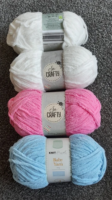 SO CRAFTY ALDI Baby Wool Yarn Mixed Lot 2 White 1 Pink And 1 Blue SO CRAFTY ALDI Baby Wool Yarn Mixed Lot 2 White 1 Pink And 1 Blue