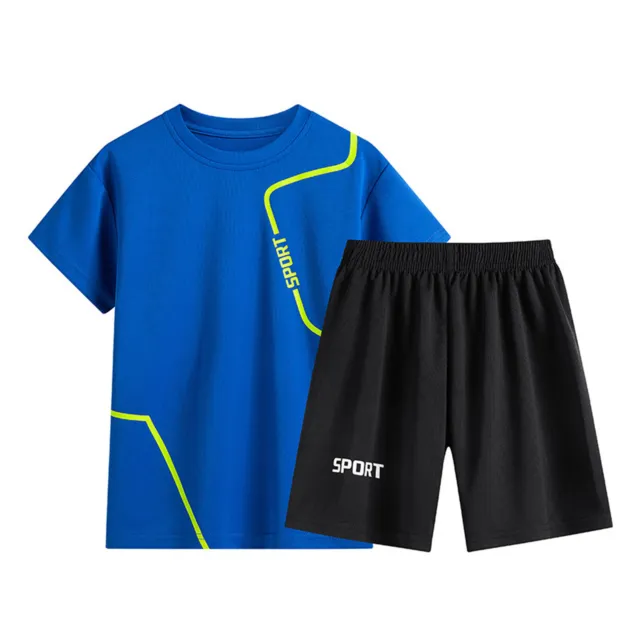 TiaoBug Jungen Trainingsanzug Schnelltrocknendes Kurzarm Sport Shirt und Shorts