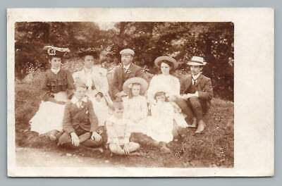 Beautiful British Family on Outing RPPC Antique England Photo Postcard 1910s