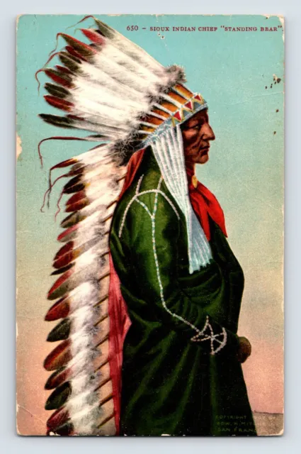 Postcard Standing Bear Sioux Native American Indian 1910s Unposted Divided Back