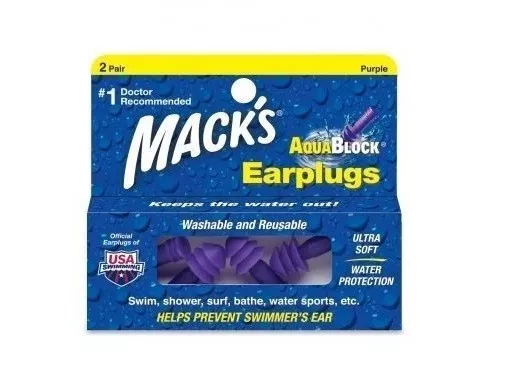 Macks MACK'S #12 AQUA BLOCK Learn to Swim Earplugs Swimming Ear Plug Putty 2prs