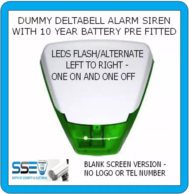 Alarma Falsa Sirena Deltabell-Flash Doble LED Verde 10 años Bate Ajustado - CUBIERTA BLANCA