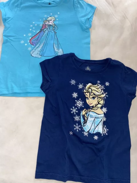 Lot Of 2 Girls Disney Cotton Tee T-Shirts size 10/12, Both Frozen Princesses