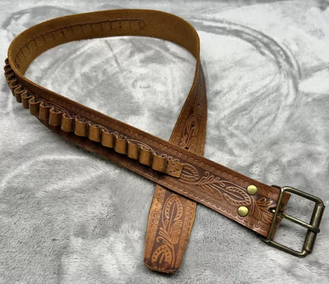 Vintage Western Wear Genuine Leather Gun Ammo Belt Size 32-38