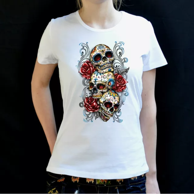 * Damen Girl T-Shirt  Tattoo Flash Skull *1018