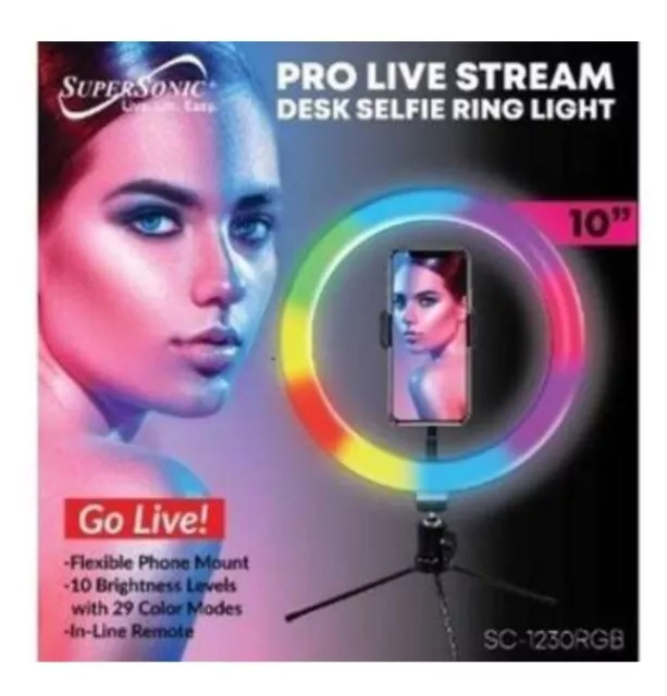 SuperSonic 10" Pro Live Steam RGB Selfie Light New in Box