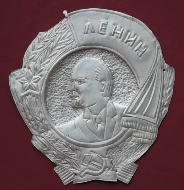 Ordre Lénine Vieux Grand Tamponné Plaque Vintage Soviet Communiste USSR Award 11