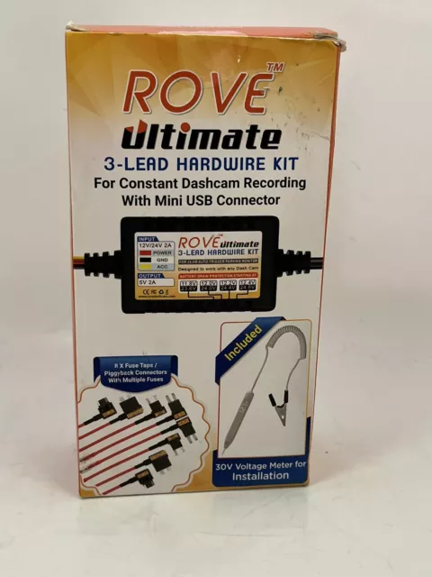 ROVE Ultimate Mini USB 3-Lead Hardwire Kit - A complete set for Dash Cam