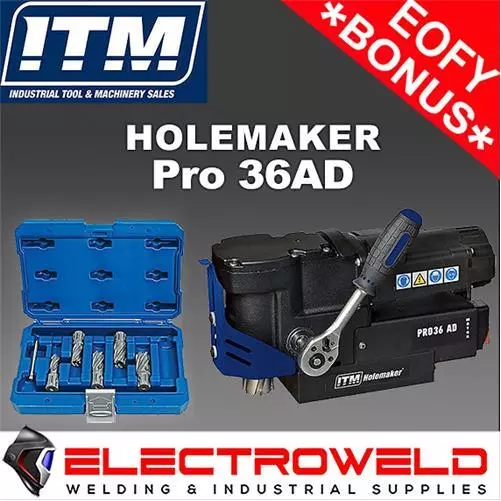 HOLEMAKER Pro 36 AD Magnetic Drill + Annular Cutter Asset A, Broach - HMPRO36AD