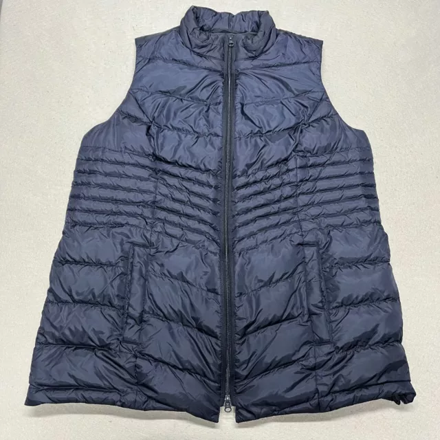 J Jill Puffer Vest Womens XL Blue Down Full Zip Sleeveless Jacket Outdoor Coat