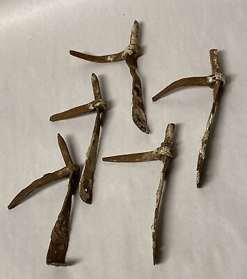LOT OF 5 ANTIQUE FORGED WROUGHT IRON SHUTTER DOGS SPIKES STAYS Lot #4
