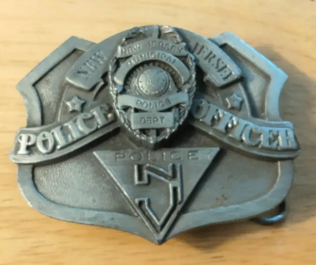 Vtg 1986 Belt Buckle New Jersey Municipal Police Dept. Ltd Edition   Siskiyou