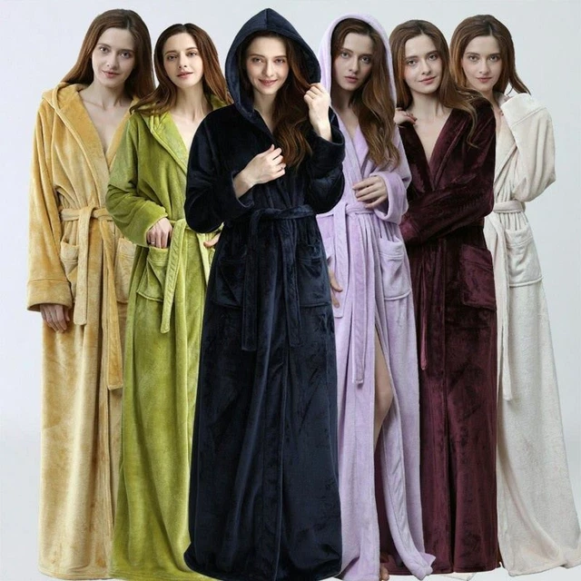 Grande Taille Flanelle Robe Extra Long Chaud Peignoir Homme Femme Épais Hiver