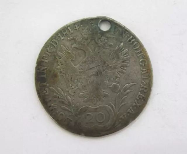 1814 Antique Austria Silver 20 Kreutzer Kreuzer Emperor Francis Cvs Coin