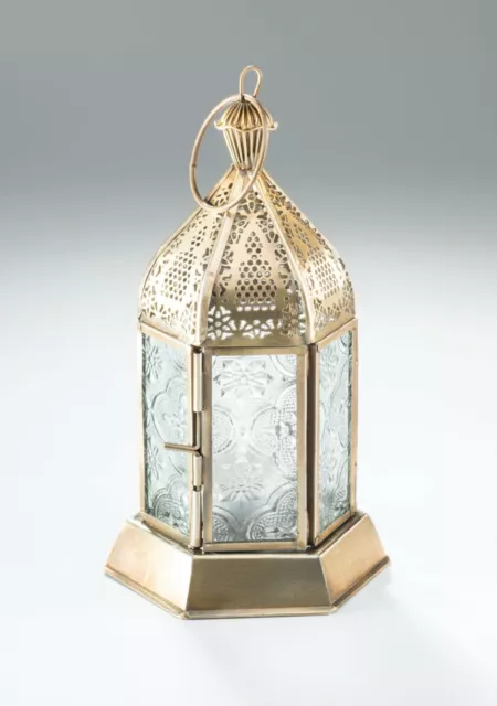 Marokkanischer Französischer Stil Gealtertes Messing Gemustertes Glaslaterne Teelicht Kerzenhalter