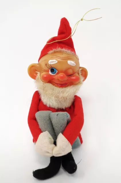 Vintage  Knee Hugger Christmas Elf Winking Ornament 11" Beard