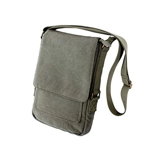 SALE! Vintage Canvas Military Style Tech Crossbody Bag Adjustable Strap Olive OD