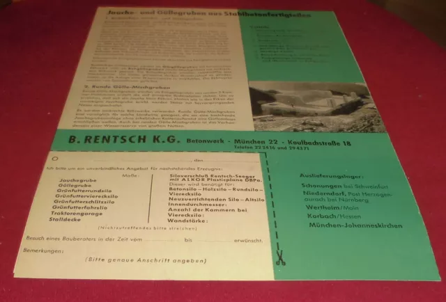 prospekt faltblatt  alt rentsch grünfutter silo fertigteil  reklame werbung 1960 2