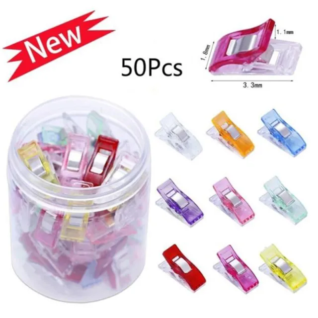 50Pcs Colorful Sewing Craft Quilt Binding Sewing Clips Plastic Clips Clamps Pack