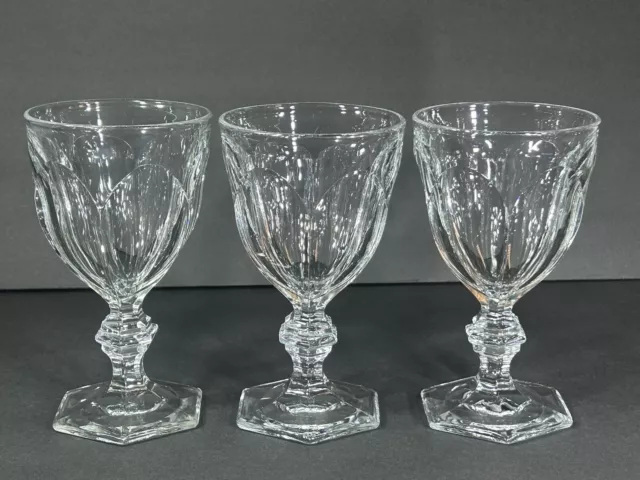 1950s HEISEY Set of 3 Puritan Clear Colonial 6" Wine Water Goblets Glasses EUC