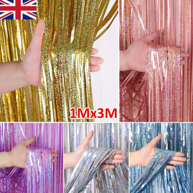 3M×1M Foil Fringe Tinsel Shimmer Curtain Door Wedding Birthday Party Decorations