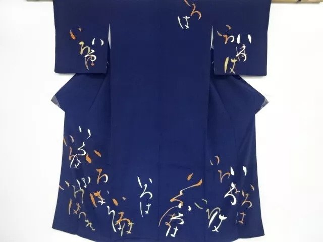 81238# Japanese Kimono / Antique Kimono / Hiragana Characters