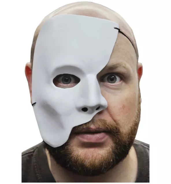 White The Phantom Of The Opera Erik Plain White Mens Costume Partial Face Mask